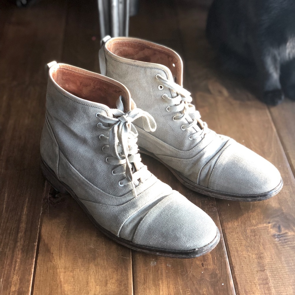 John Varvatos Collection Fleetwood Lace Canvas Boots 9.5